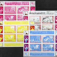 Angola 1999 Walt Disney's Railroad History #1 sheetlet containing 4 values - the set of 4 imperf progressive proofs comprising various 2 and 3-colour composites