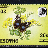 Lesotho 1986-88 Blue Pansy provisional 20s on 4s with double surcharge, one inverted unmounted mint, (SG 732a)