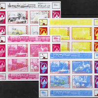 Angola 1999 Walt Disney's Railroad History #2 sheetlet containing 4 values - the set of 4 imperf progressive proofs comprising various 2 and 3-colour composites