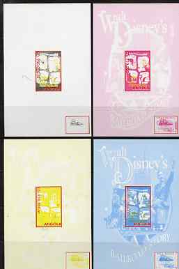 Angola 1999 Walt Disney's Railroad Story #1 s/sheet - the set of 4 imperf progressive proofs comprising various 2 and 3-colour composites, unmounted mint