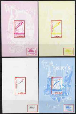 Angola 1999 Walt Disney's Railroad Story #2 s/sheet - the set of 4 imperf progressive proofs comprising various 2 and 3-colour composites, unmounted mint