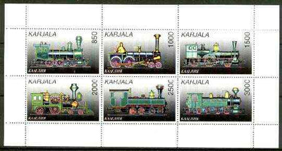 Karjala Republic 1997 Railway Locos perf sheetlet containing complete set of 6 values unmounted mint