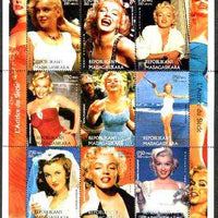 Madagascar 1999 Marilyn Monroe perf sheetlet containing complete set of 9 values unmounted mint