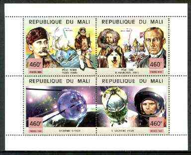 Mali 1999 Events of the 20th Century #5 perf sheetlet containing complete 4 values unmounted mint (N Pole, Sputnik & Gagarin)