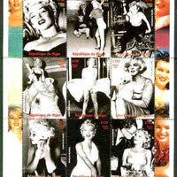 Niger Republic 1999 Marilyn Monroe perf sheetlet containing complete set of 9 values unmounted mint
