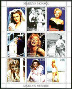 Tadjikistan 1999 Marilyn Monroe perf sheetlet containing complete set of 9 values unmounted mint