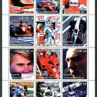 Turkmenistan 1999 Formula 1 Cars & Drivers perf sheetlet containing set of 12 values unmounted mint