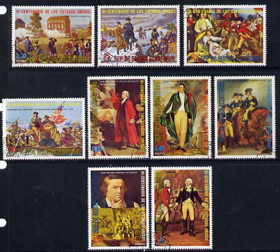 Equatorial Guinea 1975 USA Bicentenary (1st issue - Paintings of US history) set of 9 cto used*