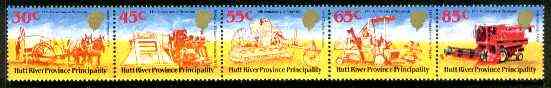 Cinderella - Hutt River Province 1984 14th Anniversary of Secession unmounted mint strip of 5 (Farm Machinery)