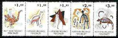 Cinderella - Hutt River Province 198? Aboriginal & Caveman Drawings unmounted mint strip of 5