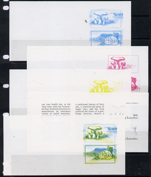 Booklet - Lesotho 1983 Fungi 10s & 30s values in booklet pane x 5 imperf progressive proofs comprising the 4 individual colours plus yellow & blue, scarce (as SG 532c)