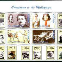 Angola 1999 Countdown to the Millennium #01 (1900-1909) perf sheetlet containing 4 values (Einstein, Rolls Royce, Geronimo, Baseball) unmounted mint