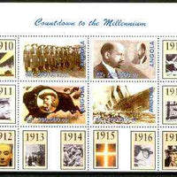 Angola 1999 Countdown to the Millennium #02 (1910-1919) perf sheetlet containing 4 values (Girl Guides, Du Bois, Buffalo Bill & Titanic) unmounted mint