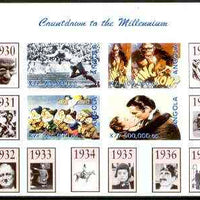 Angola 1999 Countdown to the Millennium #04 (1930-1939) imperf sheetlet containing 4 values (Jesse Owens, King Kong, Snow White & Gone With the Wind) unmounted mint