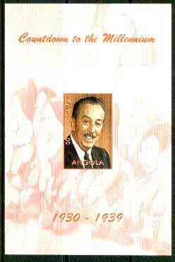 Angola 1999 Countdown to the Millennium #04 (1930-1939) imperf souvenir sheet (Walt Disney & 7 Dwarfs) unmounted mint
