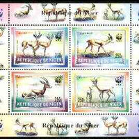 Niger Republic 1998 WWF Logo opt'd on Gazelles perf m/sheet containing complete set of 4 values unmounted mint