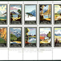 New Zealand - Tourism sheetlet containing 10 perf labels depicting various views (produced for A R Skinner)