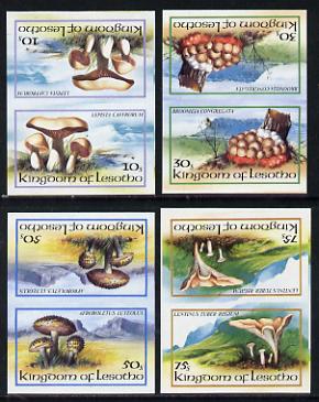 Lesotho 1983 Fungi set of 4 in unmounted mint imperf tete-beche pairs (SG 532a-5a)