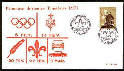 Portugal 1973 Commemorative cover with 20c Windmill stamp with Special 'Scout Day' first day cancel