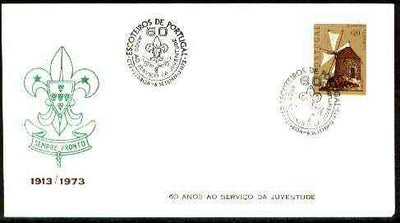 Portugal 1973 Commemorative cover for 60 Years of Scouting with 20c Windmill stamp with Special,cancel