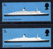 Great Britain 1969 British Ships 5d (RMS QE2) unmounted mint with grey (superstructure etc) omitted plus normal, SG 778b