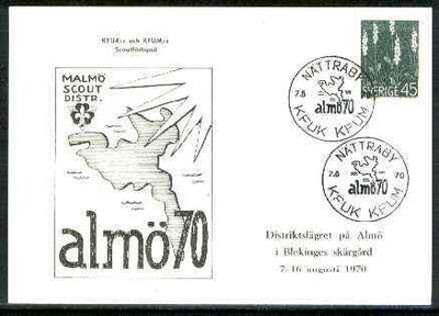 Sweden 1970 Commemorative card for 'Almo 70' Scouts with special illustrated (Map) cancel