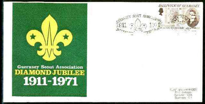 Guernsey 1971 Commemorative cover for Guernsey Scouts Diamond Jubilee with special illustrated cover