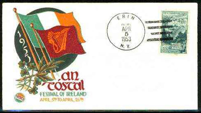 United States 1953 illustrated cover for Festival of Ireland with ERIN (NY) cancel