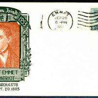 United States 1952 Famous Irish illustrated cover for Robert Emmet (Patriot) with EMMET (Nebb) cancel
