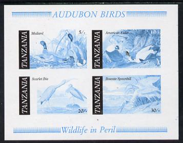 Tanzania 1986 John Audubon Birds m/sheet imperf colour proof in blue & black only unmounted mint (SG MS 468)