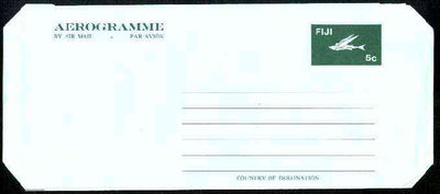 Aerogramme - Fiji 19?? Aerogramme with 5c Flying Fish unused and folded to Post Office size