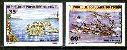 Congo 1977 Pirogue Racing set of 2 imperf from limited printing unmounted mint, as SG 552-53*