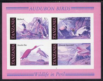 Tanzania 1986 John Audubon Birds m/sheet imperf colour proof in magenta, blue & black only unmounted mint (SG MS 468)