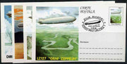 Rumania 1996 Airships (incl Zeppelins) complete set of 4 deluxe edition postal stationery cards (50L values) each with illustrated cancellation (Limited edition)