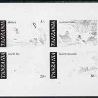 Tanzania 1986 John Audubon Birds m/sheet imperf colour proof in black only unmounted mint (SG MS 468)