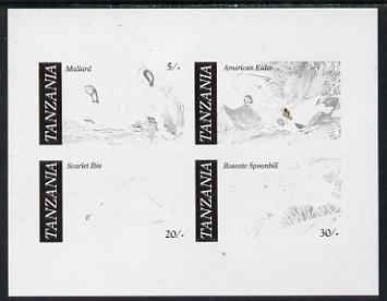 Tanzania 1986 John Audubon Birds m/sheet imperf colour proof in black only unmounted mint (SG MS 468)