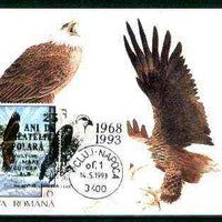 Rumania 1992 American Bald Eagle 6L (as SG 5478) on maximum card with special illustrated 'Eagle' cancellation