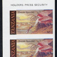 Tanzania 1986 John Audubon Birds 30s (Roseate Spoonbill) in unmounted mint imperf pair (as SG 467)*