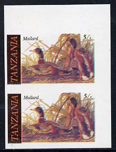 Tanzania 1986 John Audubon Birds 5s (Mallard) in unmounted mint imperf pair (as SG 464)*