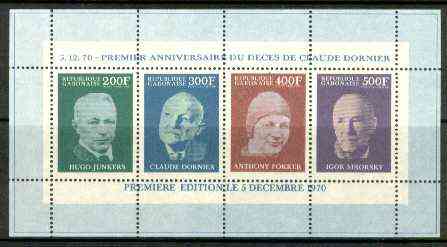 Gabon 1970 First Death Anniversary of Claude Dornier (Aviation Pioneer) perf m/sheet, Mi BL 16A