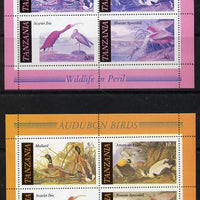 Tanzania 1986 John Audubon Birds m/sheet with yellow omitted plus normal both unmounted mint (SG MS 468)