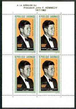 Gabon 1964 President Kennedy Commemoration unmounted mint m/sheet containing 4 x 100f, SG MS 226
