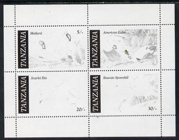 Tanzania 1986 John Audubon Birds m/sheet perf colour proof in black only unmounted mint (SG MS 468)