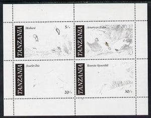 Tanzania 1986 John Audubon Birds m/sheet perf colour proof in black only unmounted mint (SG MS 468)