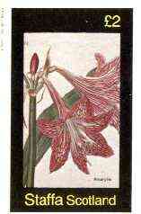 Staffa 1982 Flowers #34 (Red Amaryllis) imperf deluxe sheet (£2 value) unmounted mint