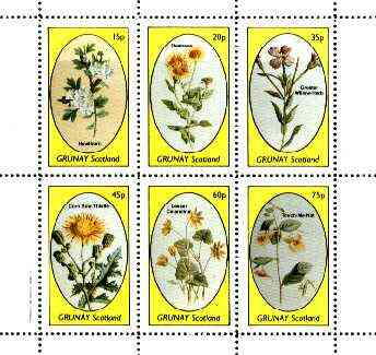 Grunay 1982 Flowers #15 (Hawthorn, Fleabane, Willow Herb, Thistle etc) perf set of 6 values unmounted mint