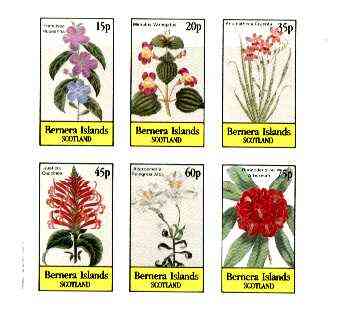 Bernera 1982 Flowers #21 (Mimulus, Justicia, Rhododendron, etc) imperf,set of 6 values unmounted mint