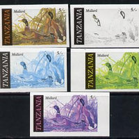 Tanzania 1986 John Audubon Birds 5s (Mallard) set of 5 unmounted mint imperf progressive colour proofs incl all 4 colours (as SG 464)