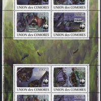 Comoro Islands 2009 WWF - Bats perf sheetlet containing 2 sets of 4 in se-tenant blocks unmounted mint