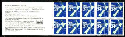 New Zealand 1982 $2.40 booklet containing pane of 10 x 24c (Map) perf 12.5, SB 37